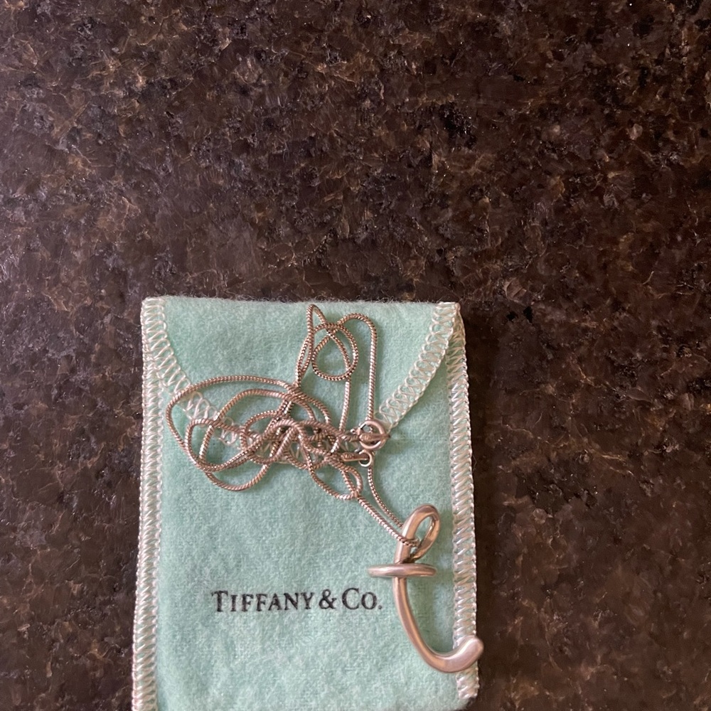 Tiffany & Co letter T 16” Silver 925 Peretti for cursive initial necklace
